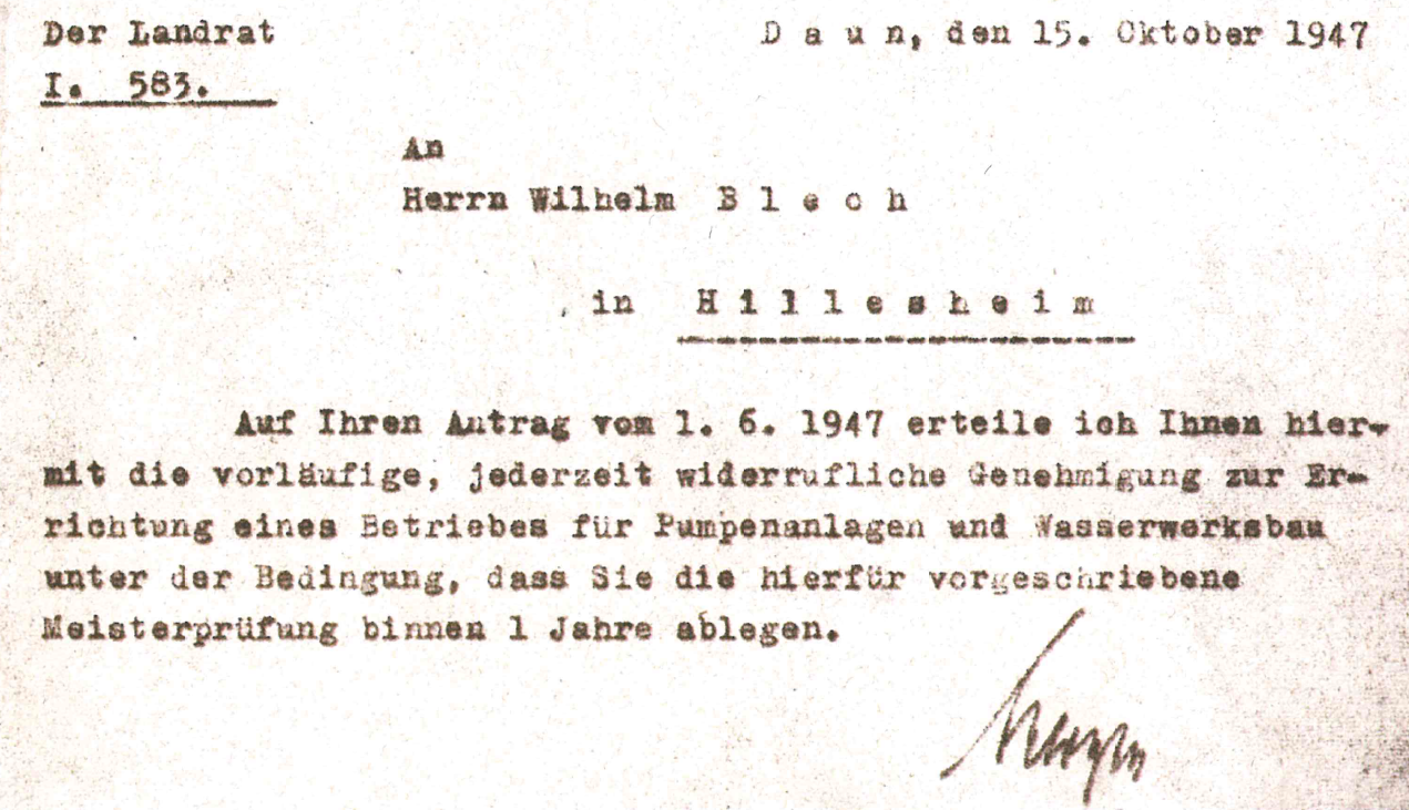 Nach der offiziellen Firmengründung im Jahre 1947 wurden die Aktivitäten schnell über den örtlichen Raum hinaus ausgedehnt.